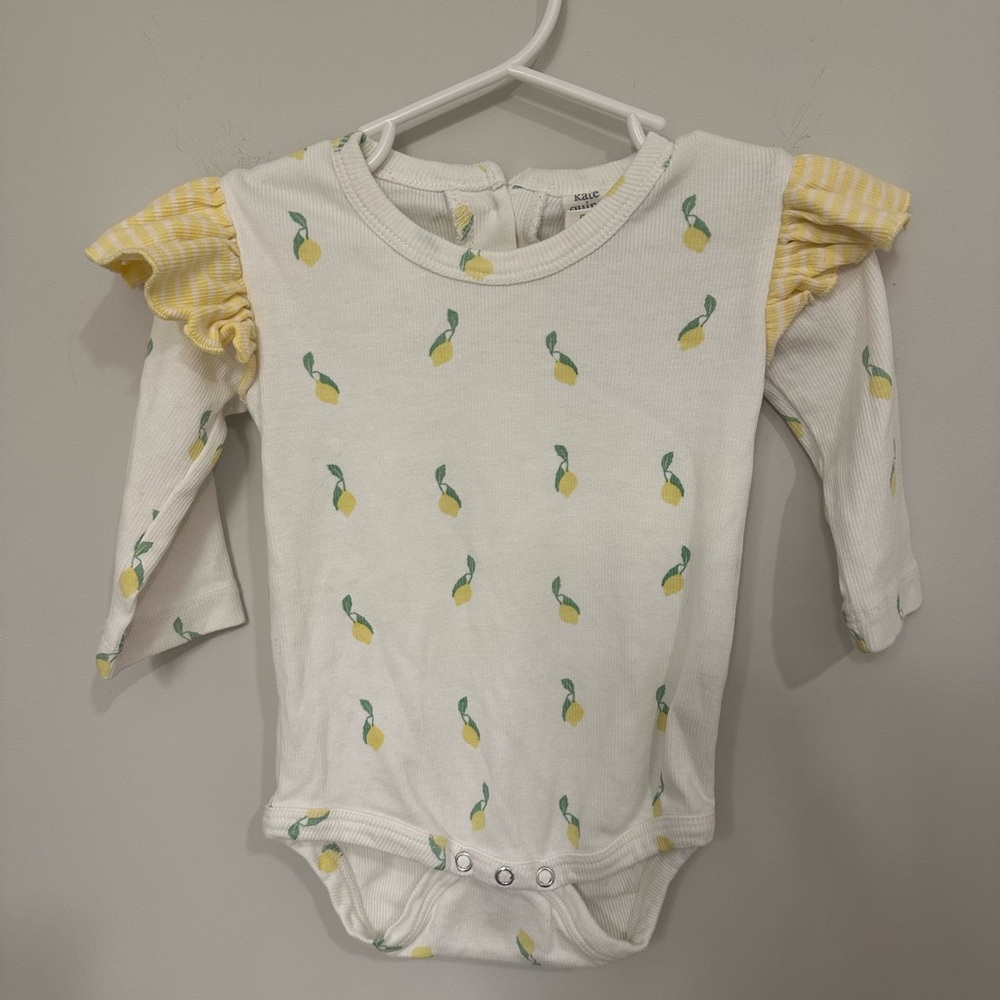 Kate Quinn White and Yellow Lemon Print Bodysuit